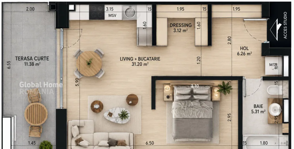 Gemina by the Lake Studio Premium Pipera Plaza Rond om