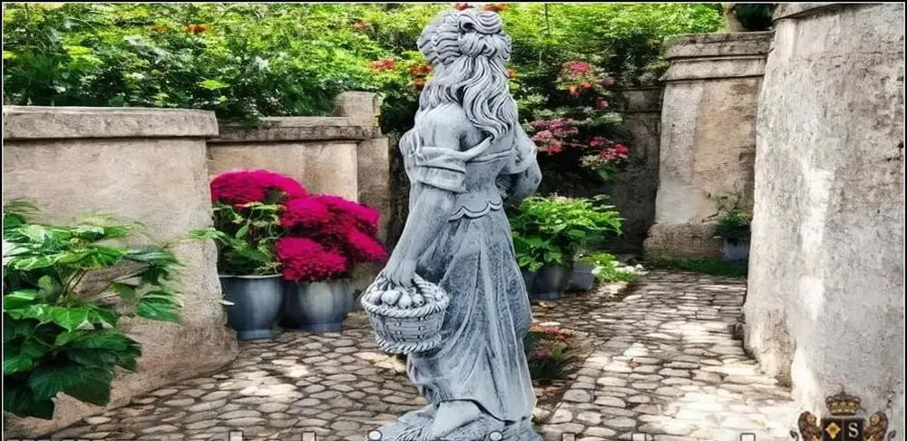 Statueta fata cu cosulete gri patinat model S23