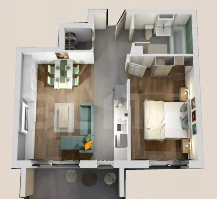 Apartament 2 camere bloc nou semifinisat 50mp zona Vivo