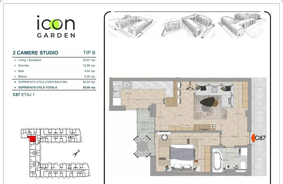 Apartament 2 camere ansamblul icon Garden