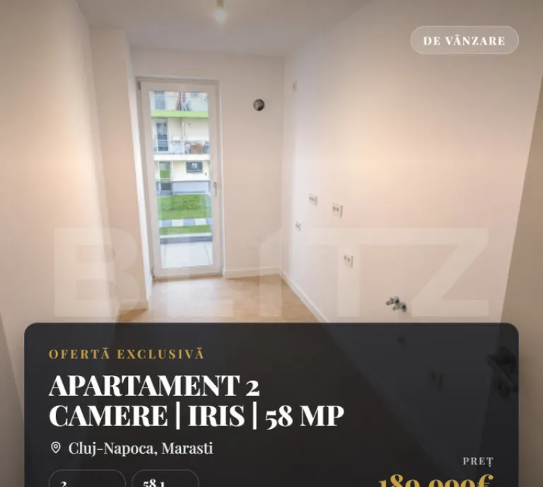 Apartament 2 camere iris 58 mp
